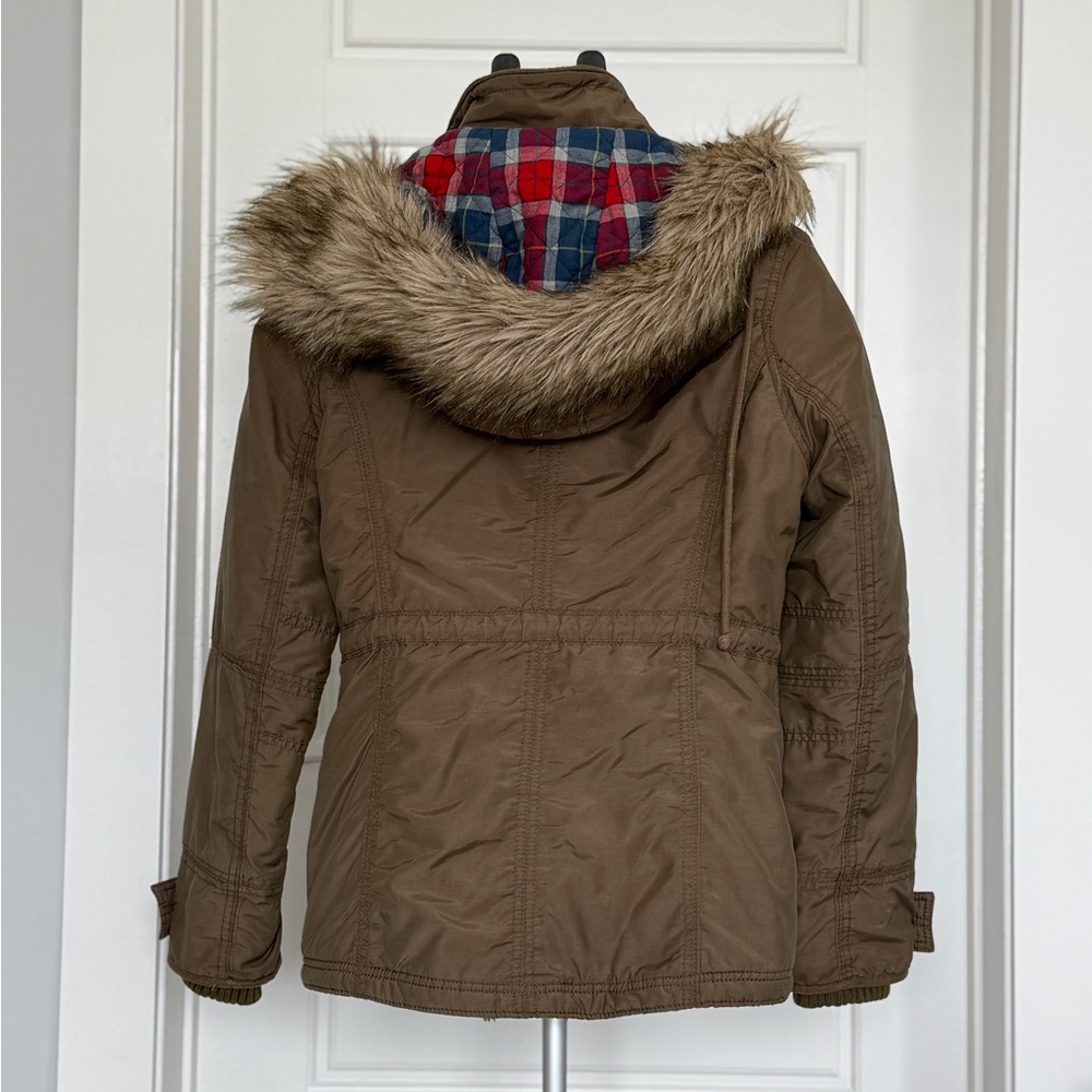 American Eagle Outfitters Tan Jacket with Plaid Lining - Picture 5 of 8